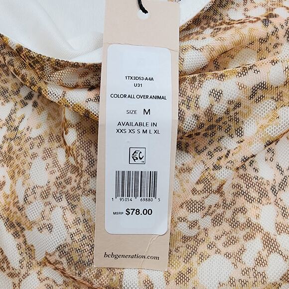 NEW Revolve BCBGeneration Dress Size M Tan Animal Print Cutout Ruched Mesh Lined - Picture 5 of 11